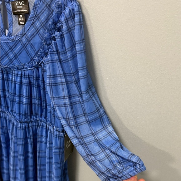 Blue Checkered Kids Dress - Picture 5 of 7